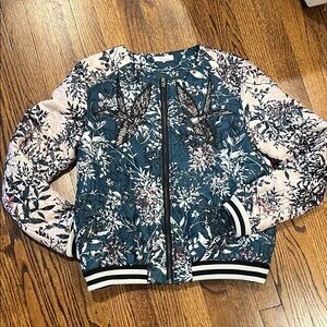 Parker Blue and Pink Floral Bomber Jacket